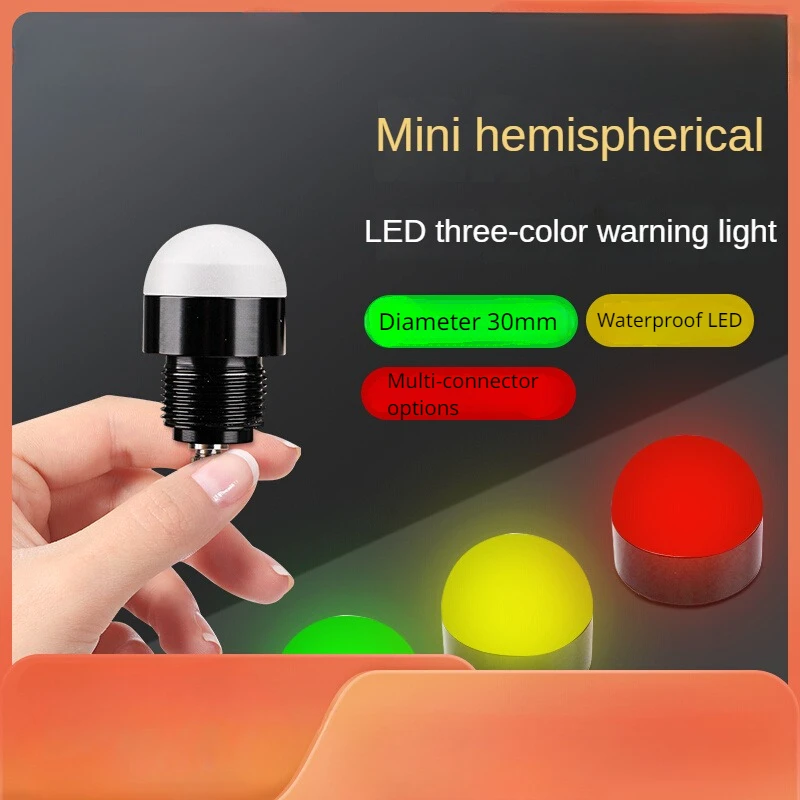 Dia30mm Mini 3-color LED Aluminum Signal Indicator Lamp For Machine Tool Equipment 24V IP66 Waterproof Oil-proof Warning Lamp