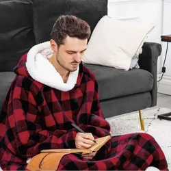 Super Long Flannel Blanket with Sleeves for Men and Women,Winter Hoodies,Sweatshirt,Pullover,Fleece,Giant TV Blanket,Oversized