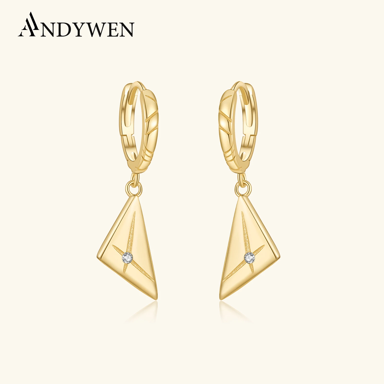 

ANDYWEN стерлингового серебра 925 пробы треугольной формы, кулон с цирконием, серьги-капли для пирсинга, 2025, женские роскошные новые подарочные ювелирные изделия в стиле рок-панк