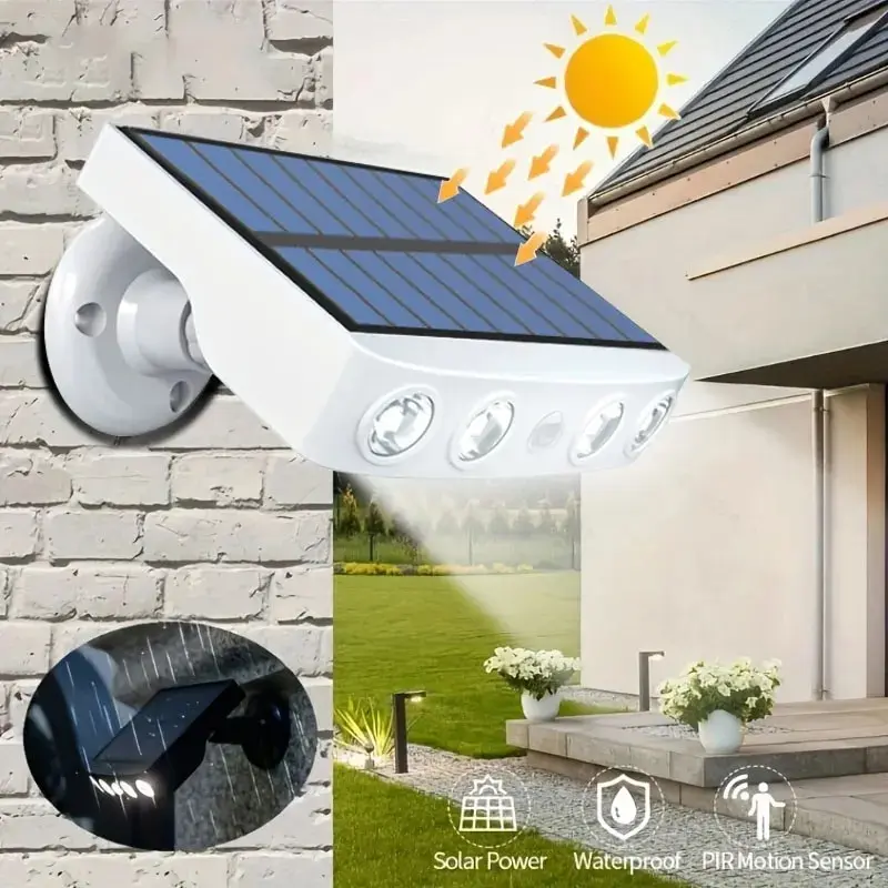 Luzes de segurança solar poderosas, decoração ao ar livre, movimento do sensor, 3 modos, lâmpada de rua, impermeável, parede noite, luz do trabalho para o jardim, 4 diodo emissor de luz