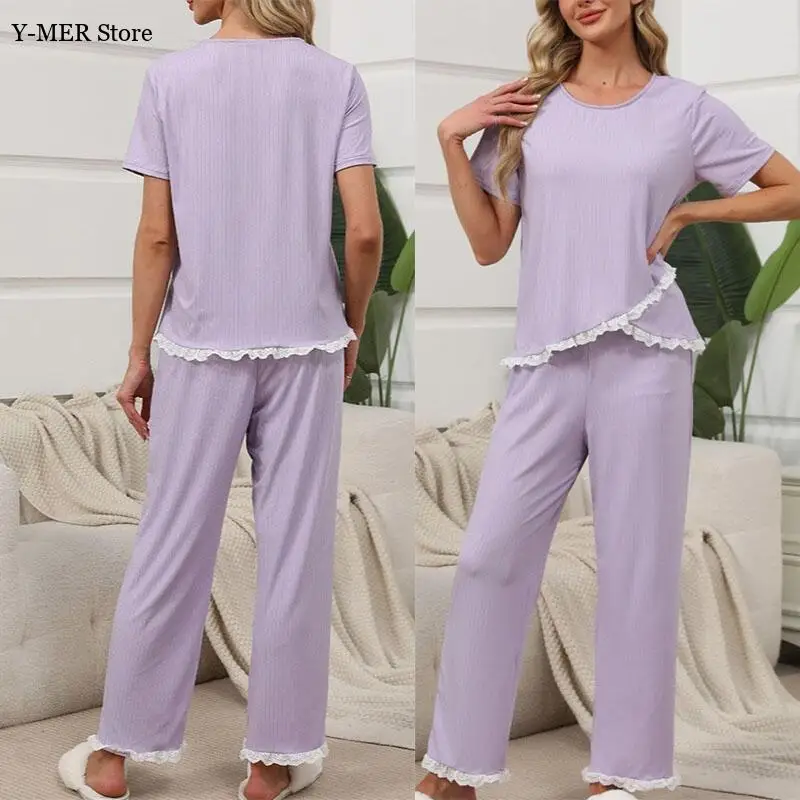 

Удобный и модный женский комплект для сна: домашняя одежда из полиэстера, с длинными рукавами и длинными брюками, для отдыха, подходит для всех сезонов