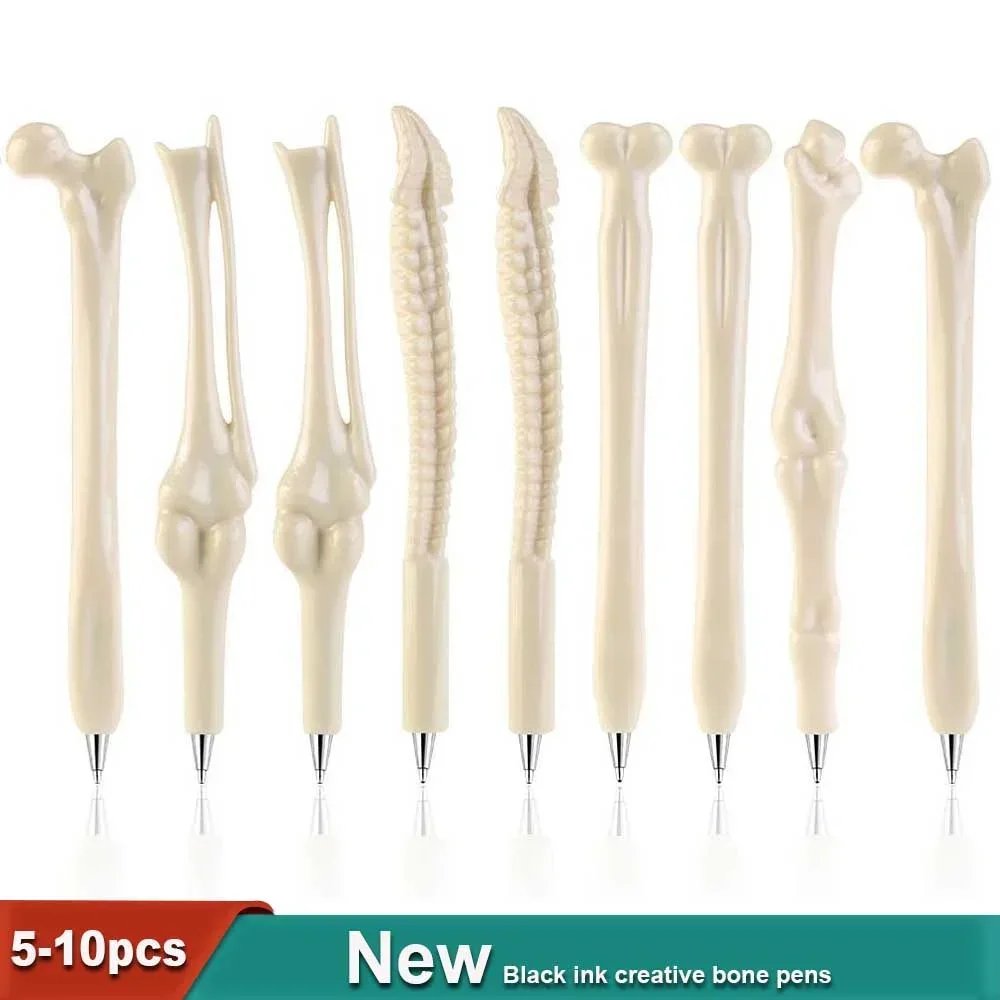 5-10Pcs Creative Bone Ballpoint Pens ,Black Ink Novelty Skeleton Hand Pens Halloween School Office Artist Supplies Set