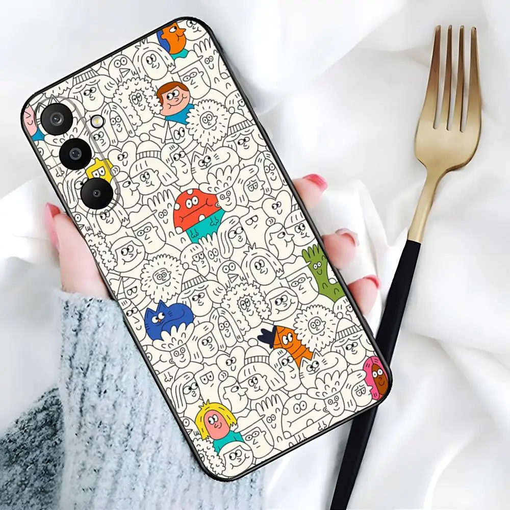 Colorful Cute Flat Lay Phone Case For Samsung S26 S25 Edge S24 S23 S22 Ultra Plus Fe A57 A37 A17 A27 5G Silicon Cover