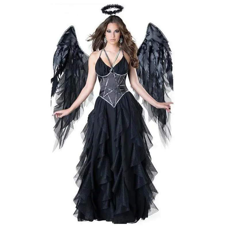 Costume Cosplay Ange Noir pour Femme, Robe Lolita, Anime, Halloween, Carnaval, Gothique, Vêtements Sexy