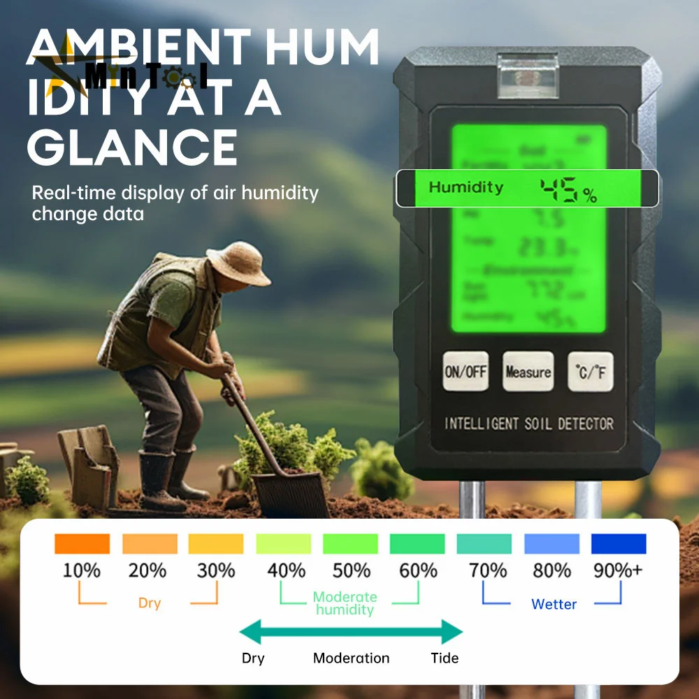 High Accurancy Soil PH Tester Soil Moisture/PH/Temperature Intensity Testers Planting Soil Detector Soil PH Tester Garden Tool