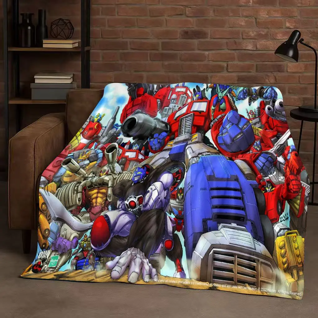 

HD Cartoon T-Transformers Optimus Prime Bumblebee Flannel Blanket,Soft Warm Plush Throw for Home Bedroom Bed Sofa Cover Office