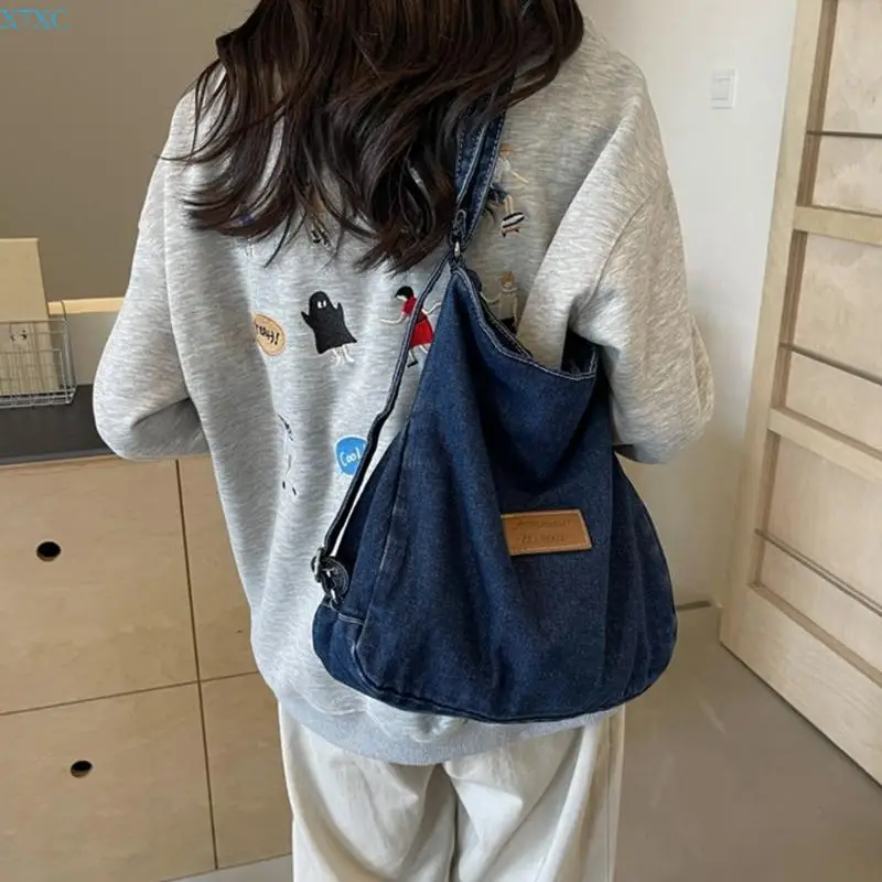 

X7XC Women Handbag Denims Underarm Bag Fashion Armpit Bag Large Capacity Shoulder Bag