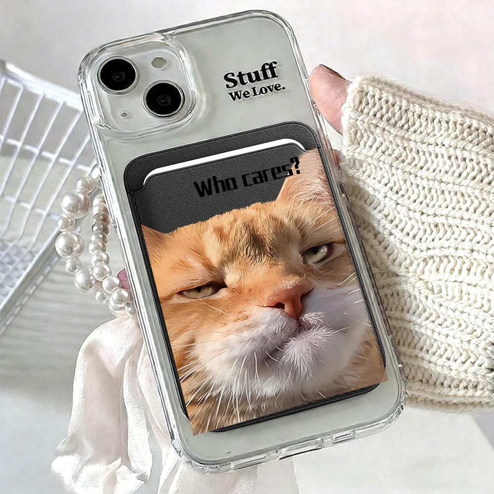 Kreatives Straßenkatzen-Leder-Kartenetui Handy-Kartenhalter für Magnetische Hülle Geeignet für alle iPhone Magsafe Karten-Handy-Rückentaschen – Detail 13