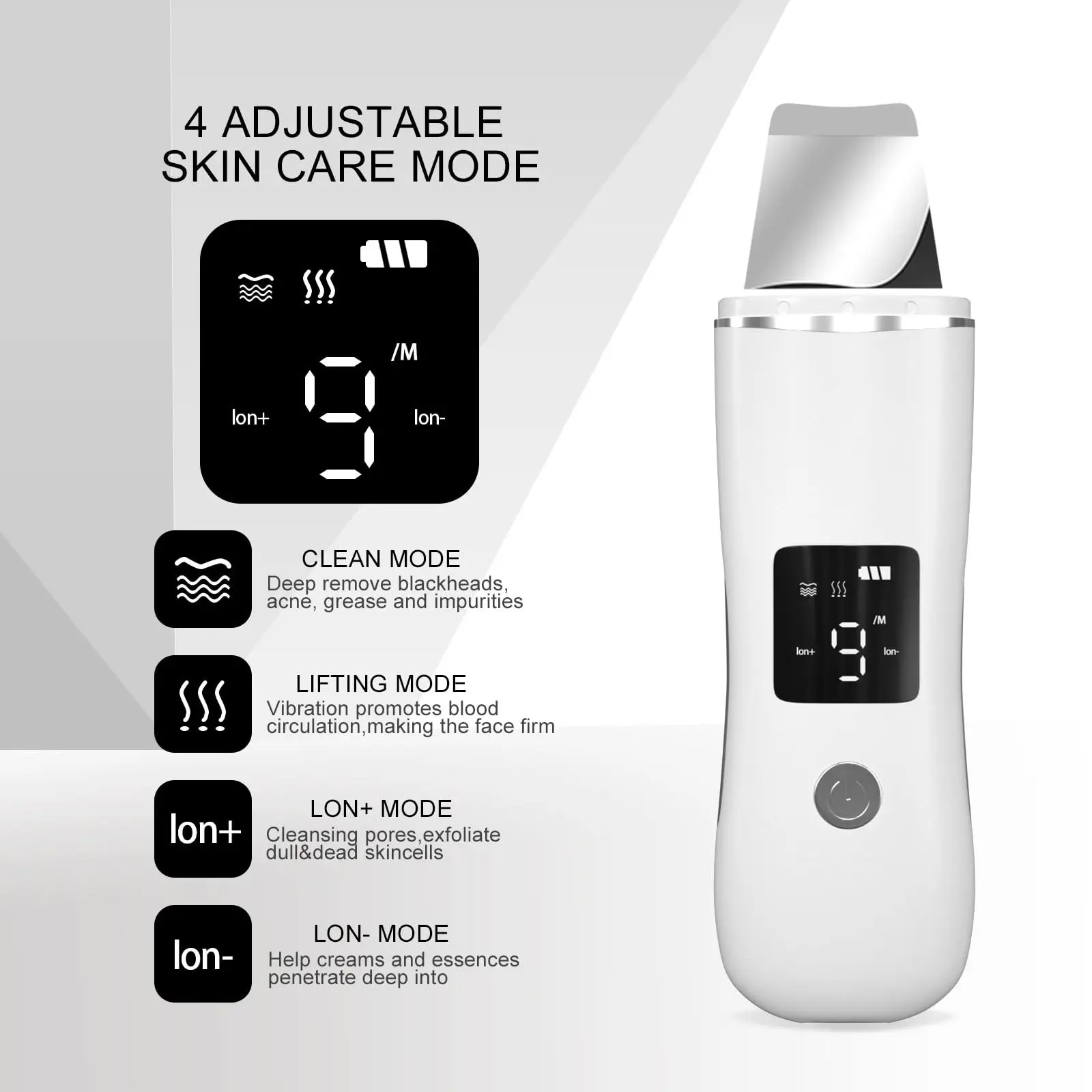C7 Ultrasonic Facial Skin Cleaner, LCD Blackhead Removal Machine, Ultrasonic Ion Introduction Device, Facial Cleaning Tool