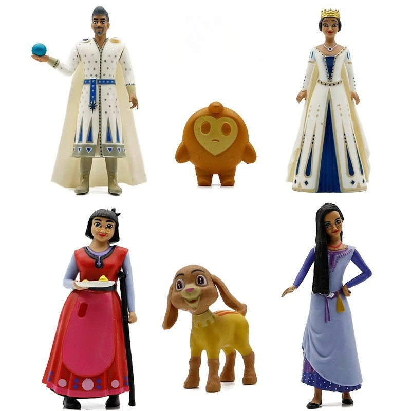 

6pcs Disney Cartoon Wish Action Figure Valentino Goat Star King Qween Asha Princess Model Dolls Decorative Ornaments Gift Toys