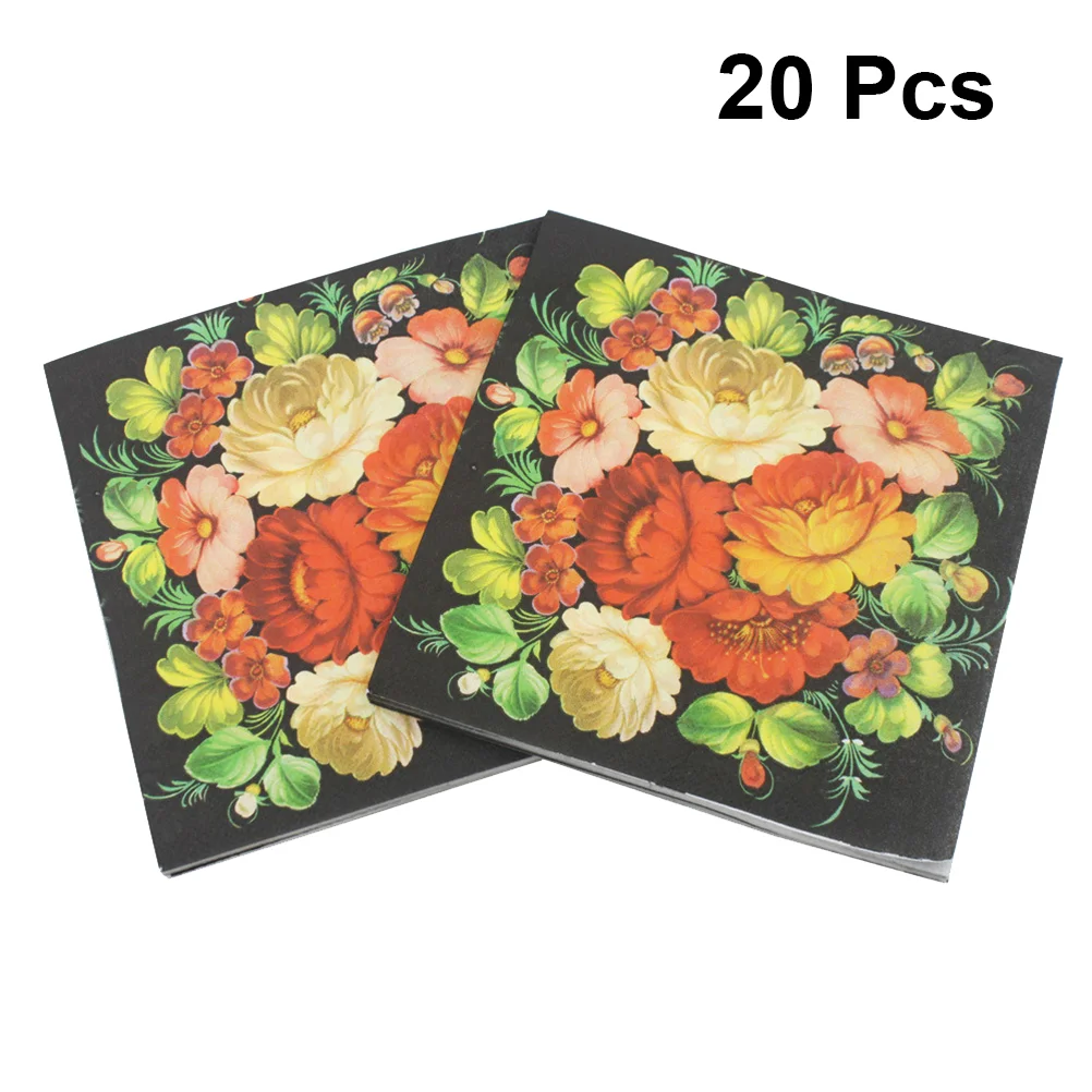 20 piezas Mapkins impresas en Color, pañuelos faciales de Camelia, papel para fiesta, servilleta estampada de Camelia, servilletas florales de papel