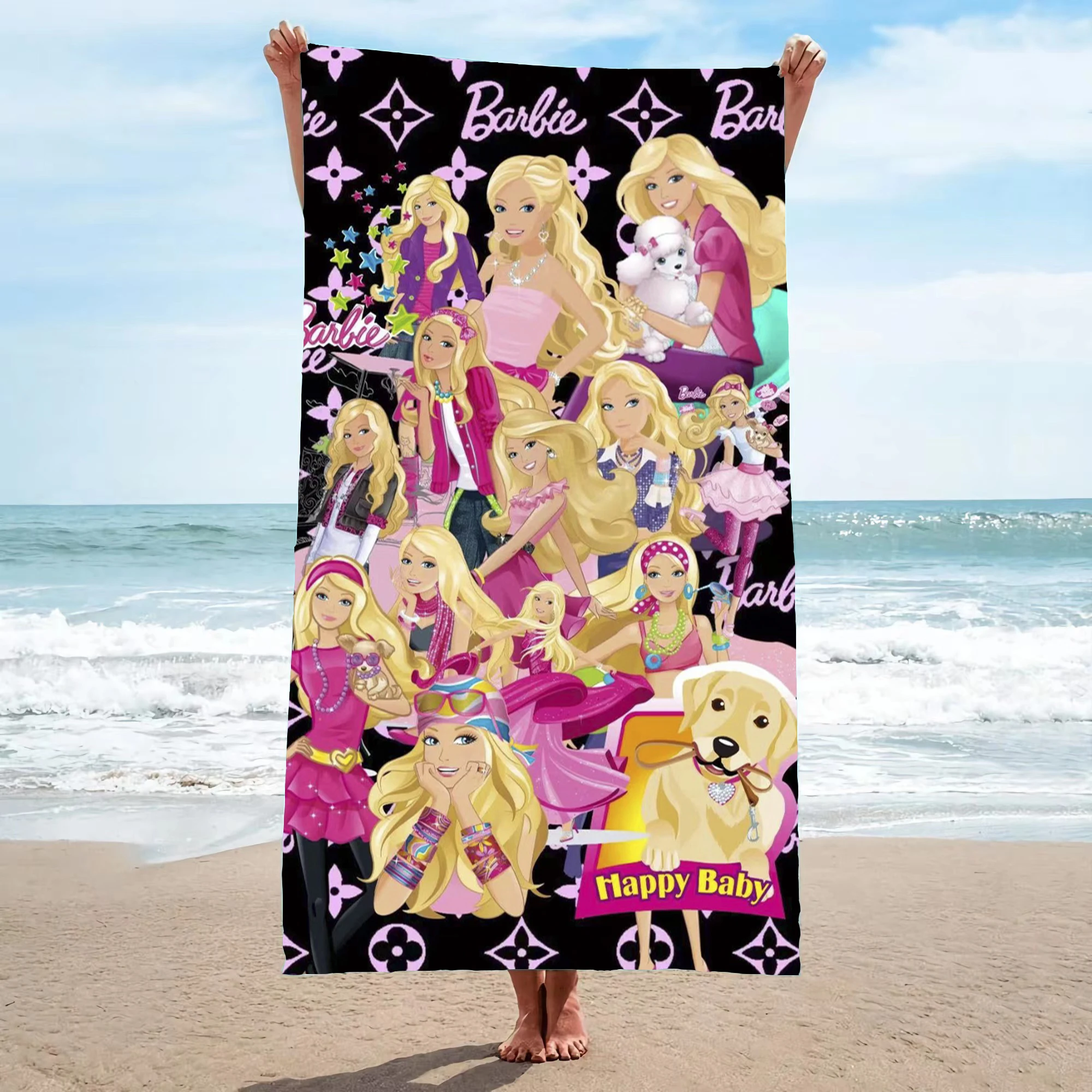 

Barbie Princess Quick Dry Microfiber Beach Towels Soft Cute Anime Kawaii Shower Bathroom Yoga Spa Gym Pool New Design