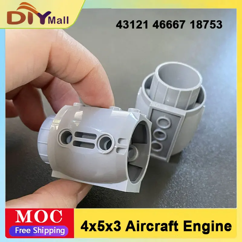 MOC 4x5x3 Aircraft Large Engine with Propeller Blades Compatible with Legoeds Building Blocks 43121 46667 18753