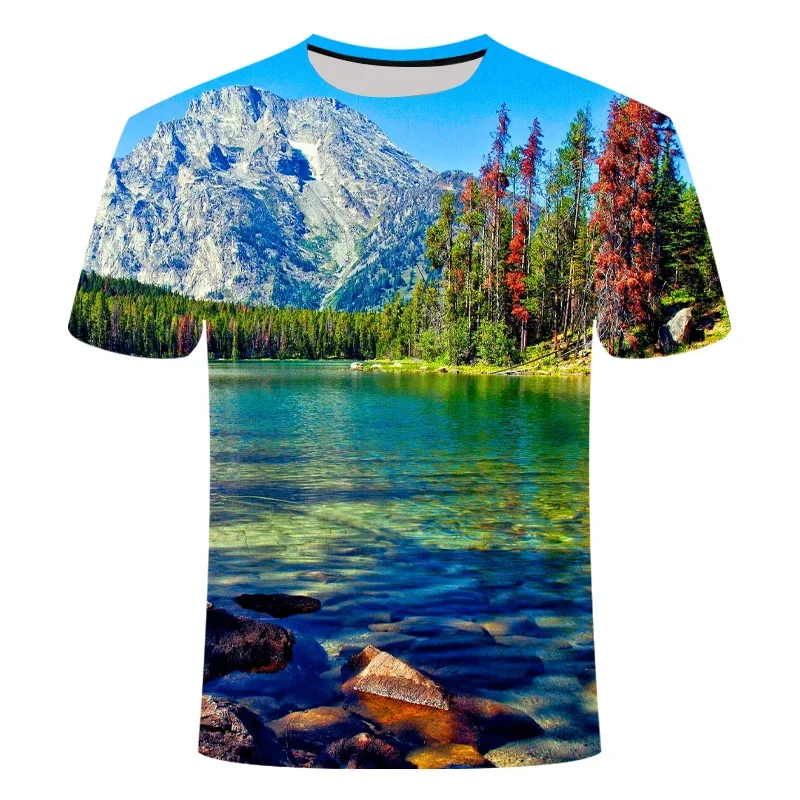 

Beautiful Natural Scenery Pattern Summer Casual 3d Fashion Men Ladies Kids T Shirts Landscape Breathable Lightweight Sports Tops