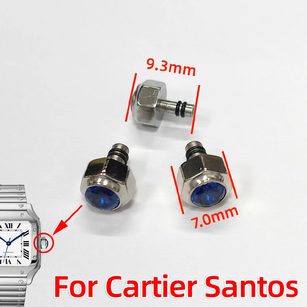 7mm Octagonal Sapphire Crystal Spinel Crown for Cartier Santos Push Pull Watch Replacement Time Setting Stem Accessories