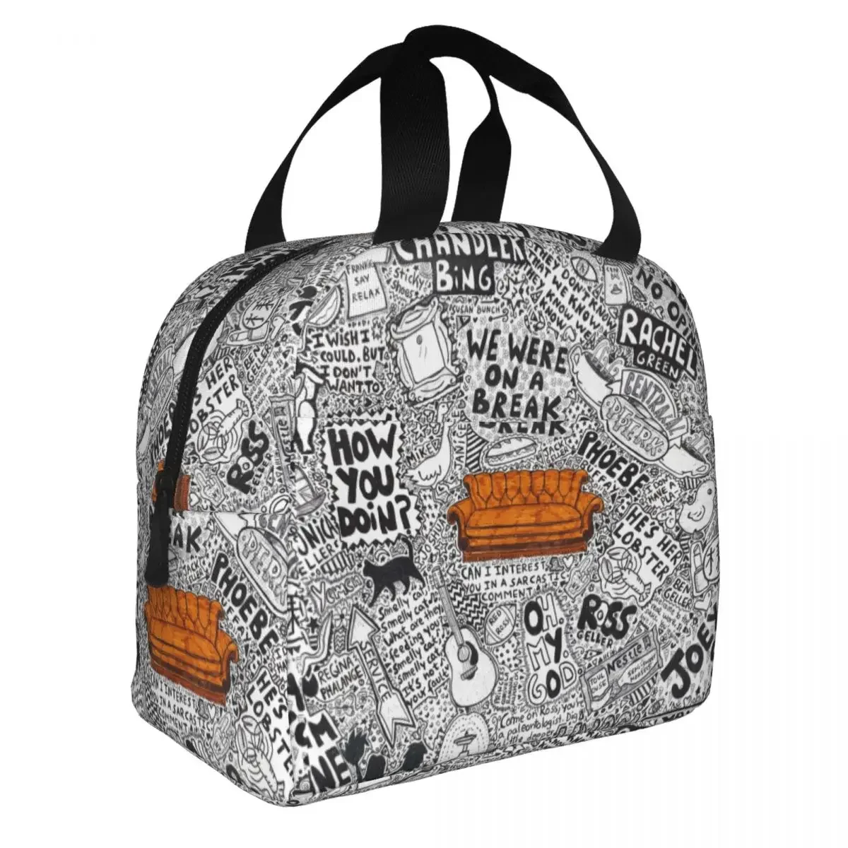 U N A G I Friends Insulated Lunch Bag High Capacity Meal Container Cooler Bag Tote Lunch Box Work Picnic Bento Pouch