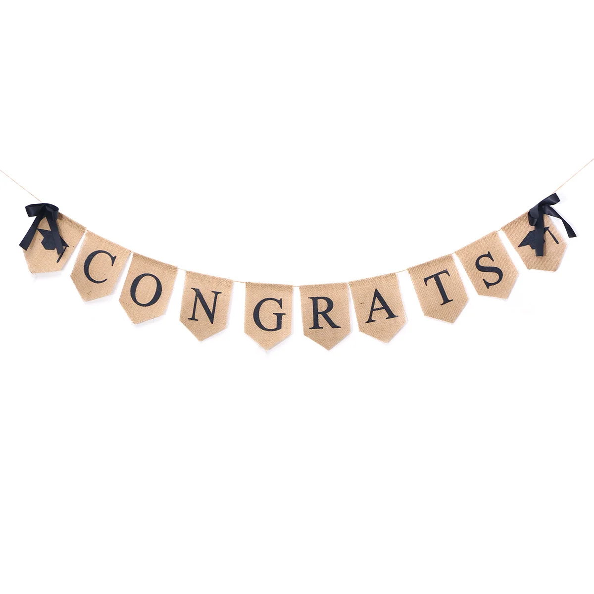 

Congrats Burlap Graduation Banner 2.8 Meters Vintage Style Photo Props Party Decor Backdrop for Grad Party Supplies