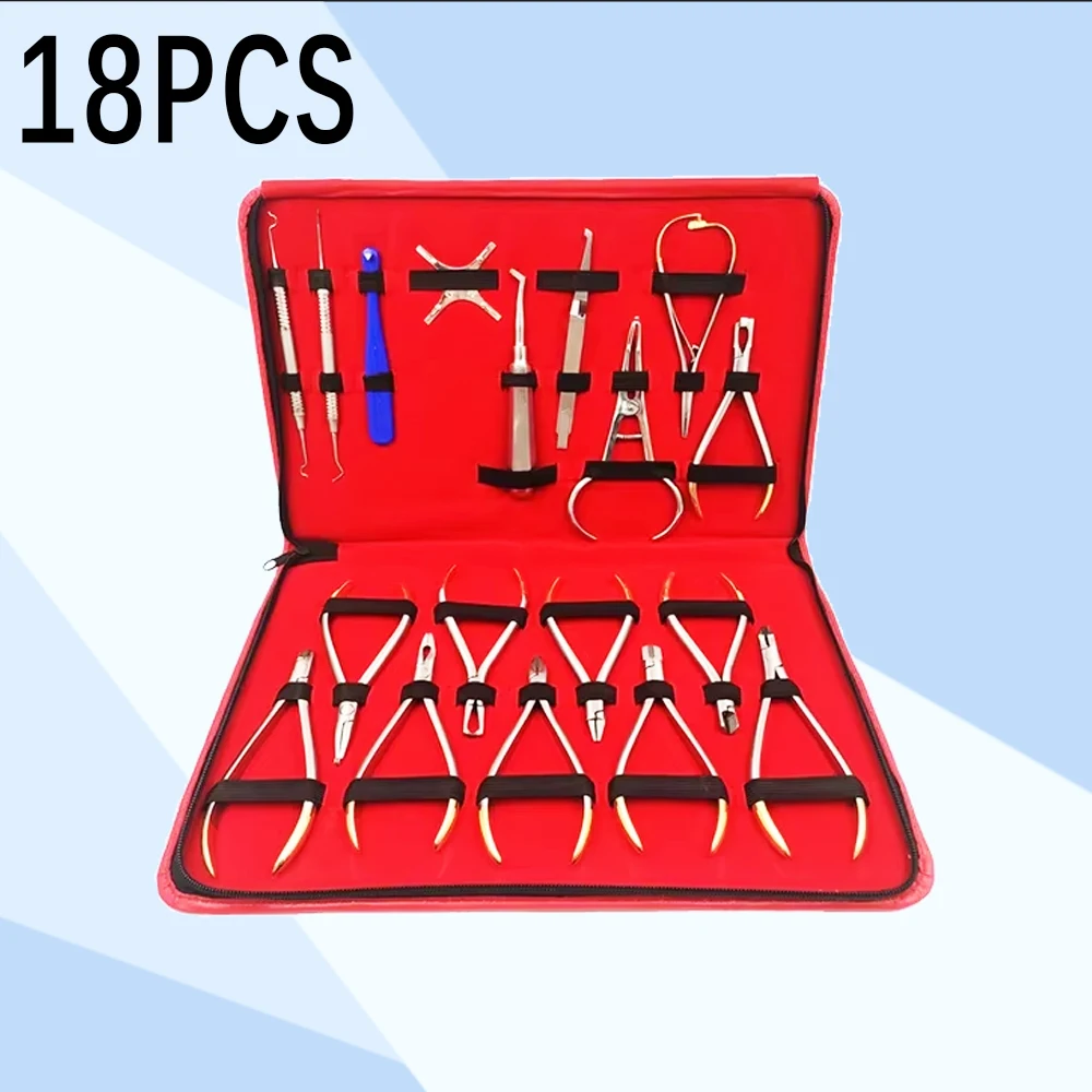 

18 шт. набор ортодонтических инструментов для стоматологов, плоскогубцы, инструменты для формования дуги, набор стоматологического оборудования