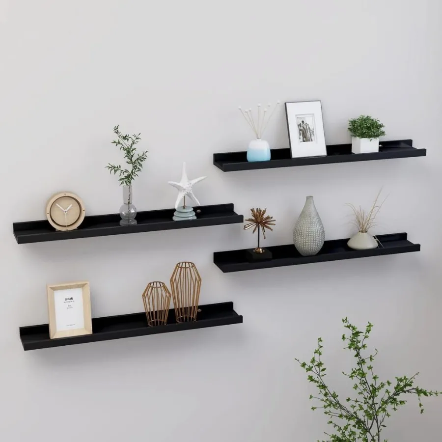 

Wall Shelves 4 pcs Black 23.6x3.5x1.2