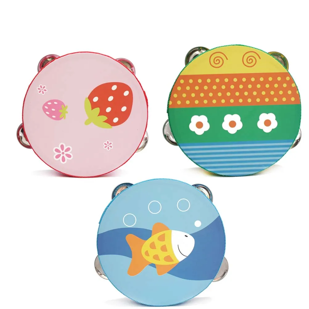 

15 Cm Hand-painted Drummer Bells Drums Tamborine for Child Instrument Tambourine Musical