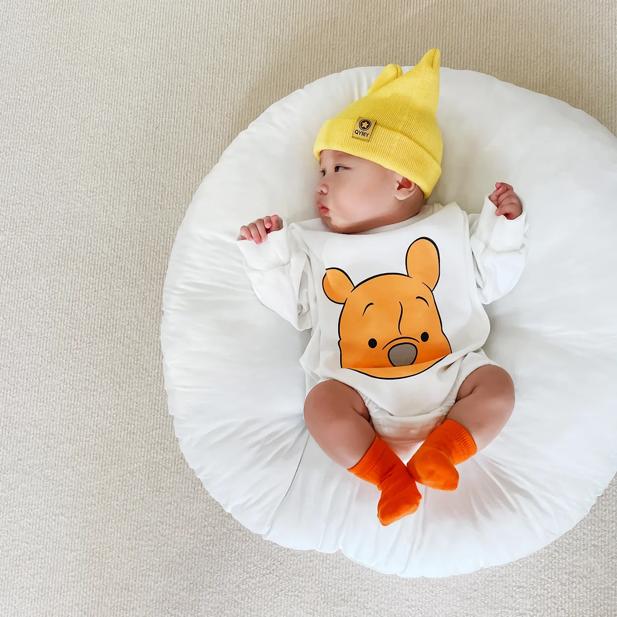 2023 Autumn Newborn Infant Boys Girls Full Sleeve Cartoon Bear One-piece Kids Jumpsuit - 95% Cotton Romper for Baby 0-24M