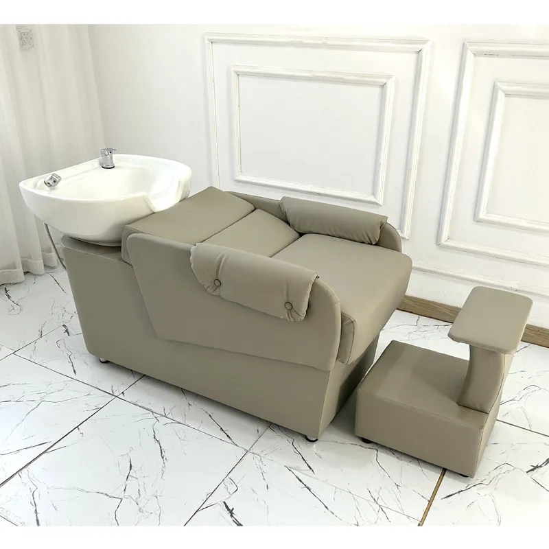 

Trendy Nordic Shampoo Bed Massage Ergonomic Delicacy Trendy Shampoo Recliner Fashion Simple Cadeira De Barbearia Salon Furniture