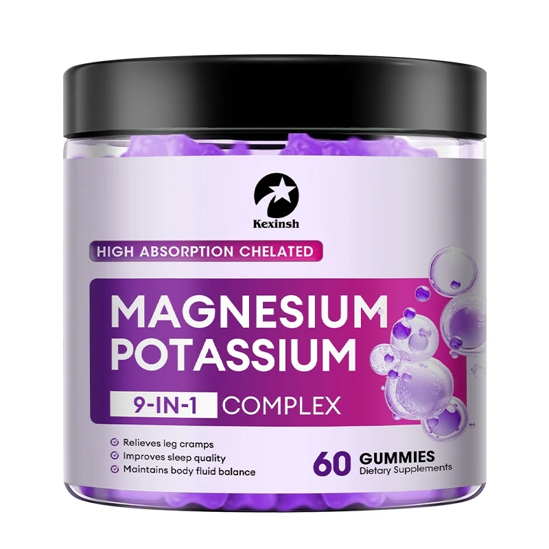 

Kexinsh Sugar-Free Potassium Magnesium Gummies 500mg Chewable Magnesium Glycinate Supplement for Daily Nutritional Support