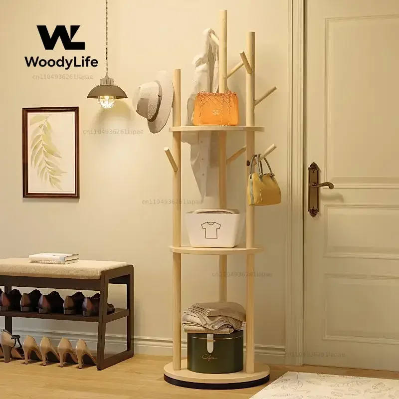 Solid Wood Coat Rack Floor-to-ceiling Bedroom Hanger Modern Simple Hanger Living Room Vertical Simple Household Bag Rack