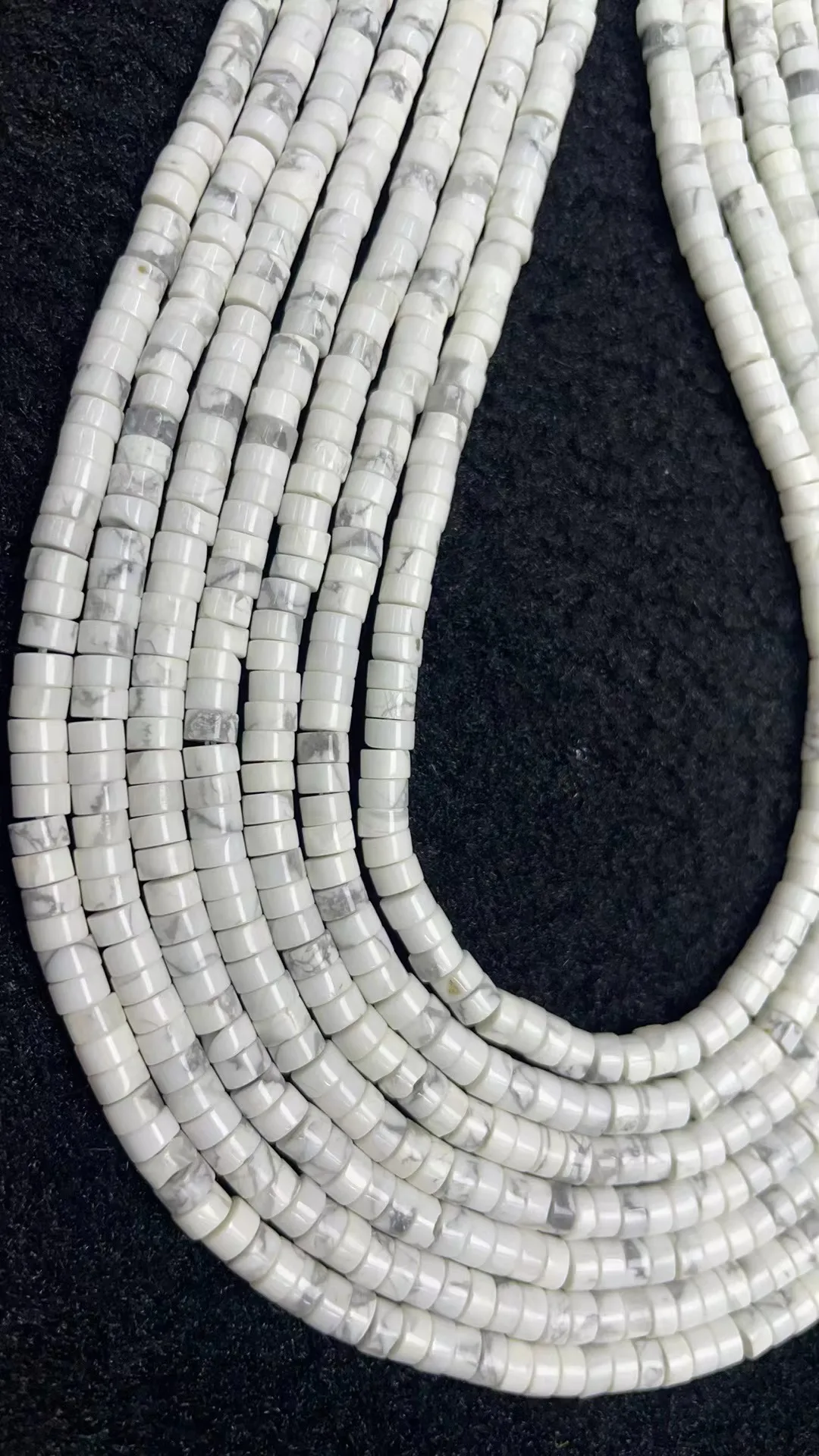 Wholesale Natural White Pine Stone 2x4mm Right-angle Abacus Partition Wheel Beads Length:39cm