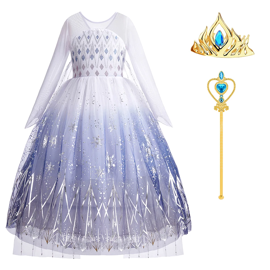 

Kids Princess Clothing Children Elsa Christmas Backless Gown Little Girls Snow Queen Birthday Vestidos Long Sleeve Cosplay Dress