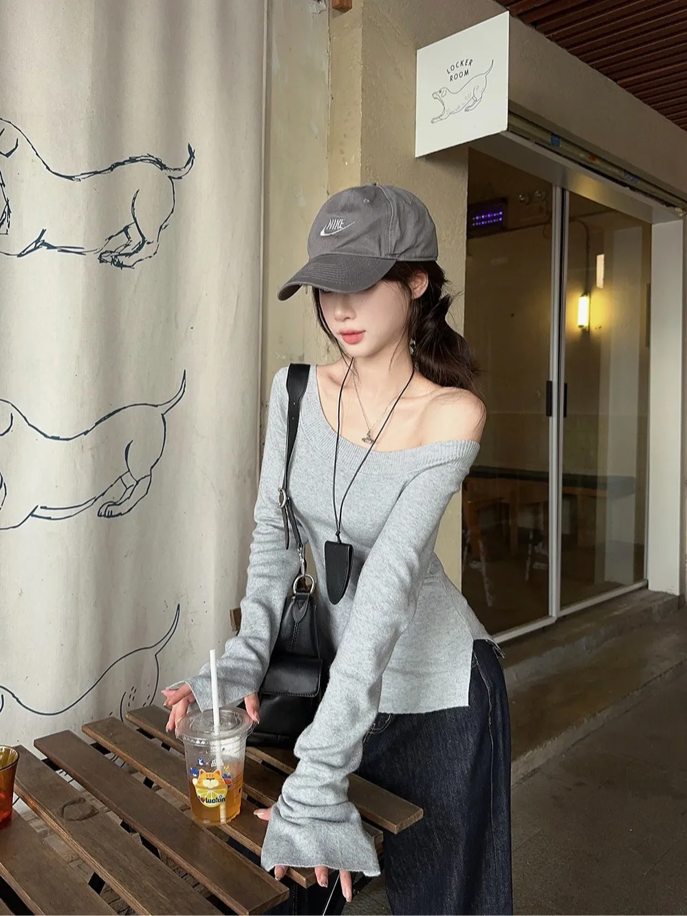 ay محبوك طويل Sve ort Bodycon واحد oulder Miu Sle المرأة طبقة أساسية irt الكورية Sle تخفيف Faion