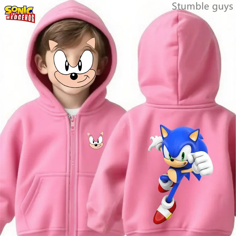 أطفال أنيمي سونيك الرمز البريدي هوديي ربيع الخريف لطيف الفتيان ملابس الفتيات ملابس رياضية مباراة السراويل #6