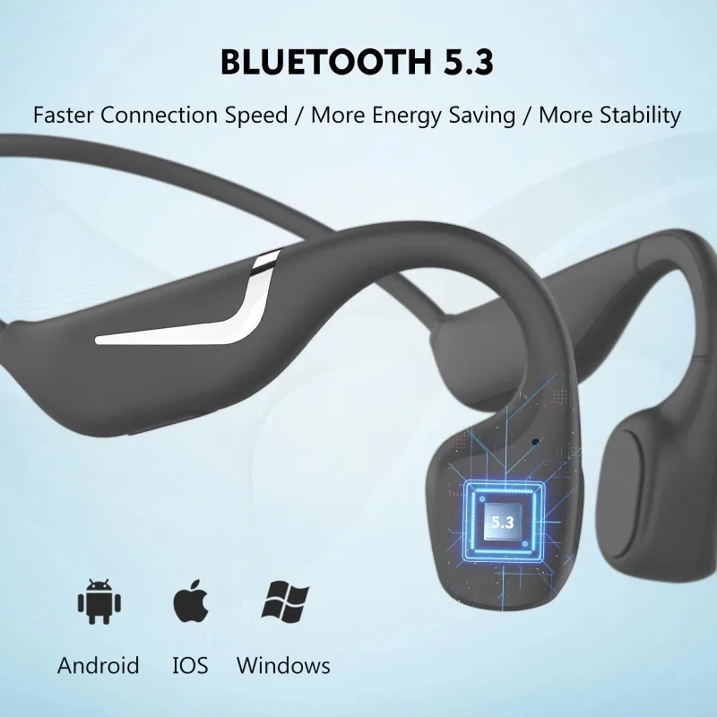 Original Bone Conduction Bluetooth 5.3 Earphones Wireless Sports Headhones RGB Lights Night Running Waterproof IPX7 Headset