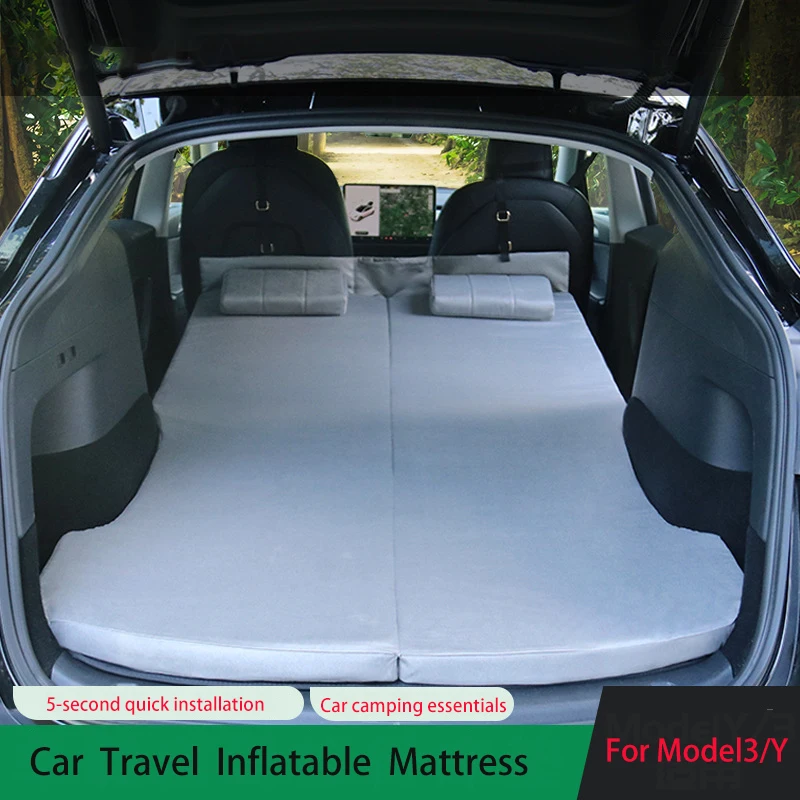 

For Tesla Model Y/2024 Model3 Inflatable Air Cushion Bed Outdoor Camping Inflatable suede Car Travel Bed Car Bed Auto Interior