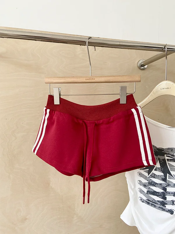 

High Waist Sports Shorts Women's Outlet Summer New Three Stripe Drawstring Slim Wide Leg Pants Casual Straight Tube Pants