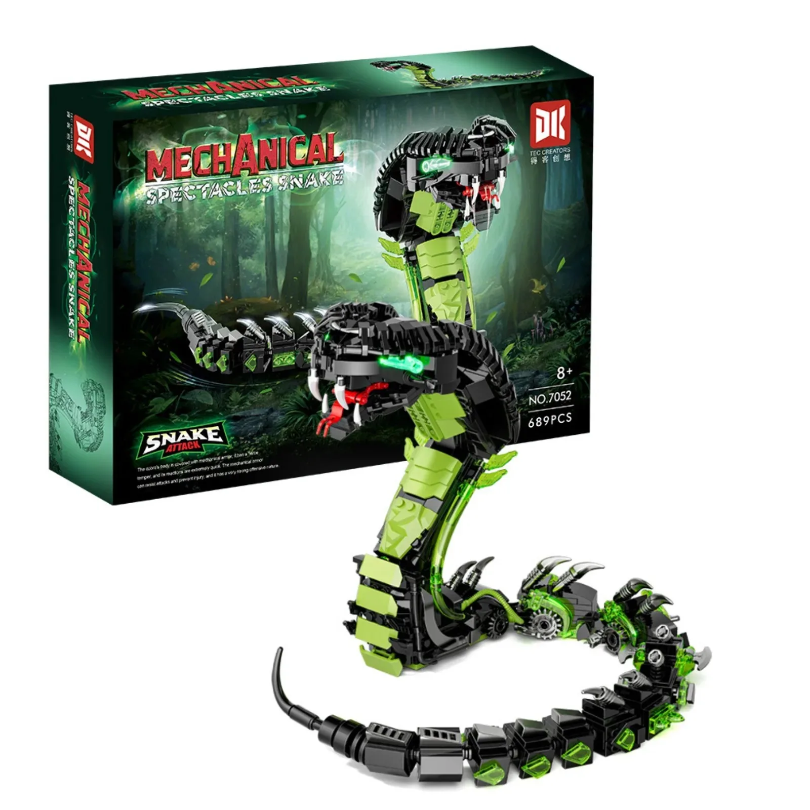 

689PCS MOC Mechanical Cobra DK7052 Building Blocks -STEM Snake Model Set DIY Educational Toy for Kids Creative Birthday Gift