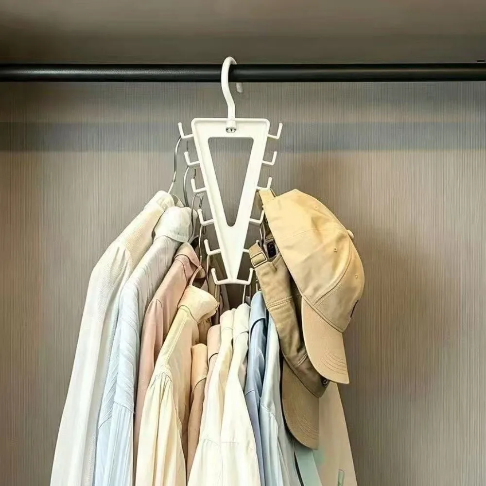 2Pcs 12 Hooks V-Shape Hanger Non Slip Space Saving Hat Storage Hook Rotatable Double Sided Clothes Drying Rack Wardrobe Storage