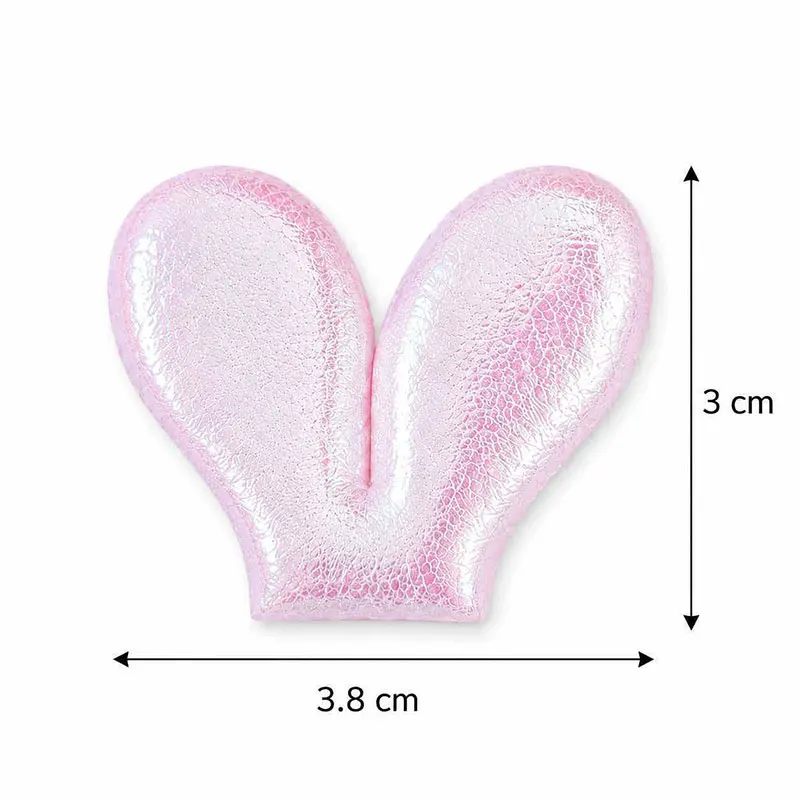 60 Stück Regenbogenfarbene Ohren-Applikationen 3*3,8cm Glänzende DIY-Dekorationen für Kopfbedeckungen, Taschen, Haarspangen und Stoffaccessoires – Detail 6