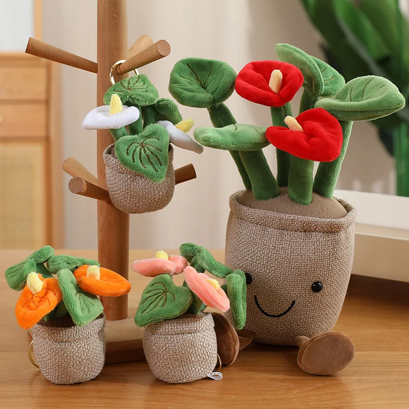10/35cm Cartoon Hot Sale Flower Anfria Potted Plush Doll Hanging Color Simulation Plant Plush Toy Home Decoration Gift For Child