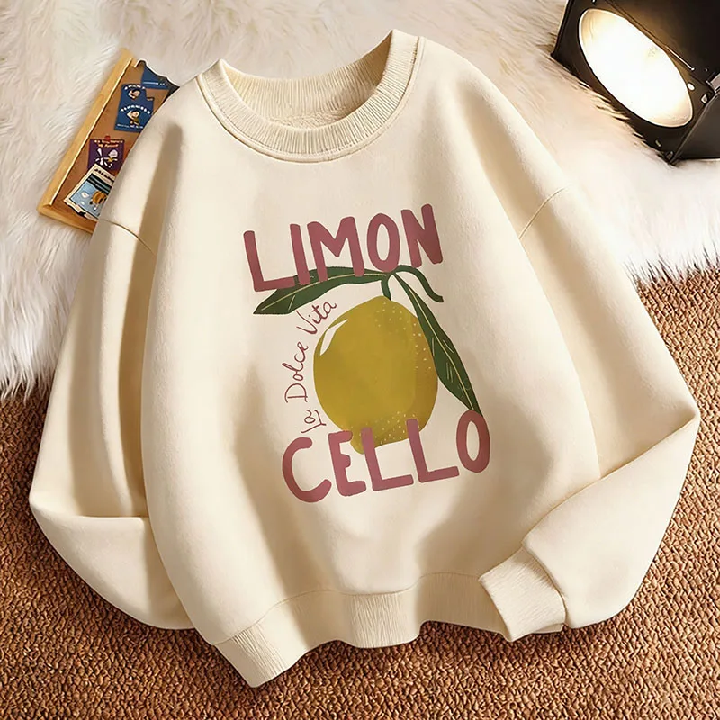 Y2k Retro Hoodie Kids Limon Cello Lemon Children's Sweatshirt Pullover Crew Neck Graphic Print Hoodie Boy/Girl Kids Hoody