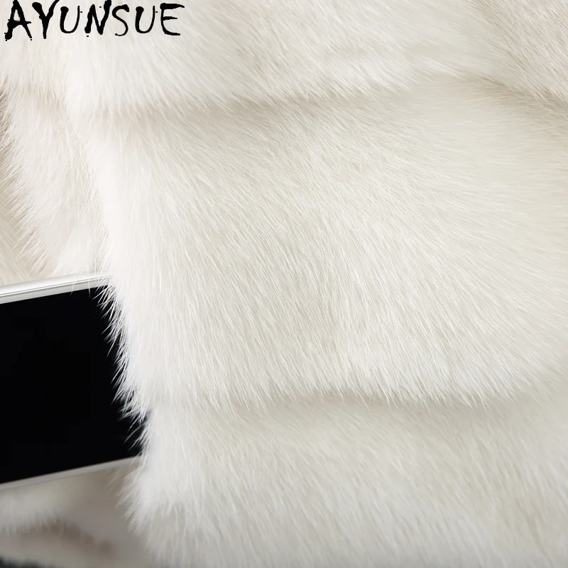 AYUNSUE Jaket Bulu Cerpelai Alami Wanita 2025 Jaket Bulu Asli Kerah Berdiri Mode Baru untuk Pakaian Wanita Seluruh Cerpelai Шуба Женская