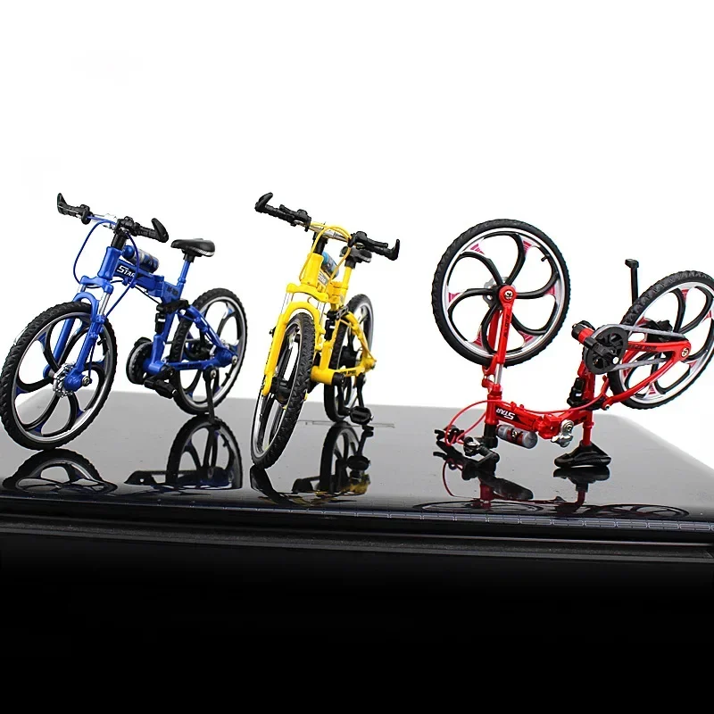 1:10 Mini Model Alloy Folding Bicycle Toy Finger Mountain Bike Pocket Diecast Simulation Metal Racing Collection Toys for Boy