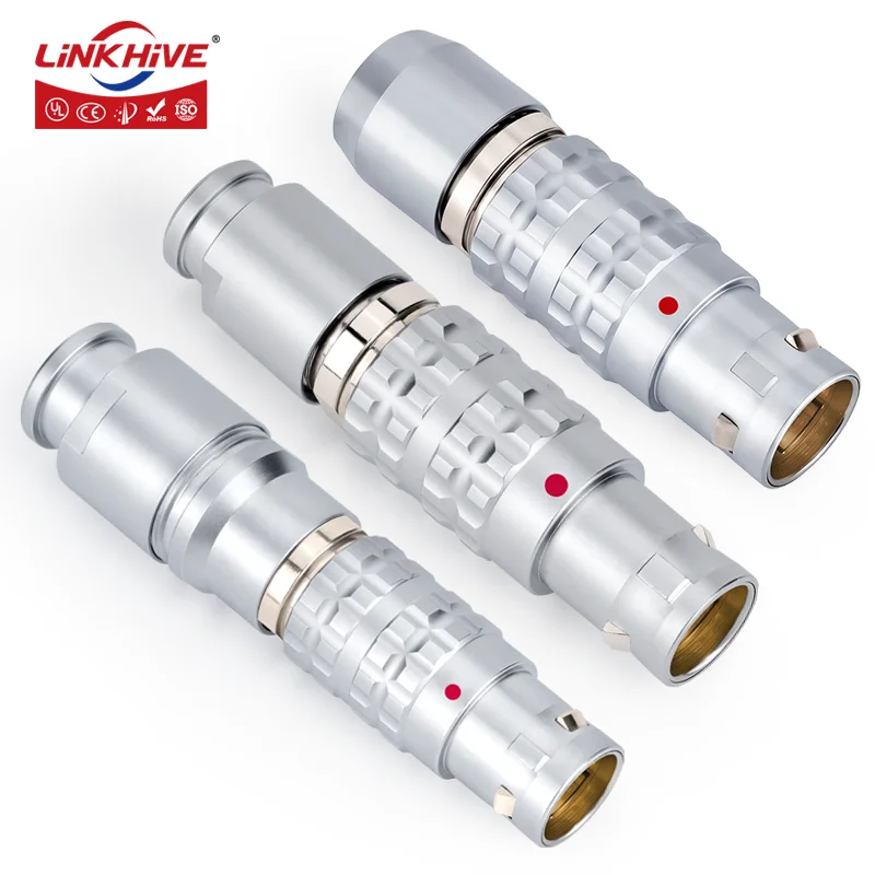 FGG Aviation Plug Compatible with LEMO Connectors 2-32 Pin 0B 1B 2B 3B Chrome-plated Brass Push-pull Self-locking Connectors