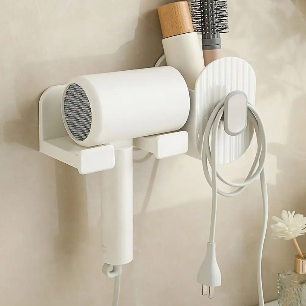 Wall-Mount Bathroom Organizer Accessories Shelve Easy Installation Hair Dryer Rack Wall-mount Blow Dryer Holder