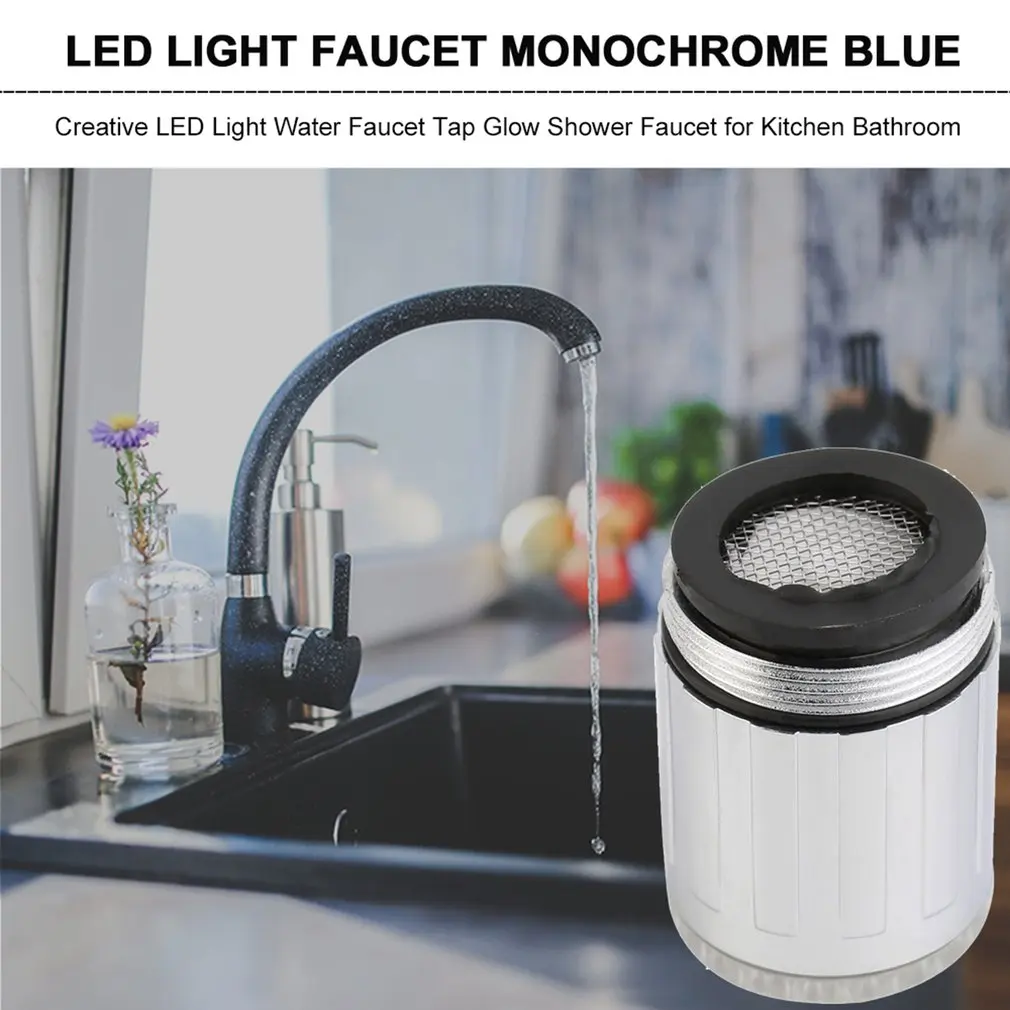 New LED Water Faucet Kitchen Bathroom Tap Faucet Nozzle Head Change Temperature Sensor 7 Color Light Faucet Kitchen Accessories