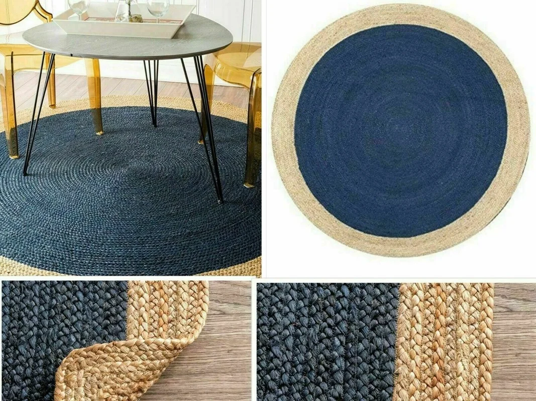 Rugs for Bedroom Carpet Jute Natural Woven Double Sided 6x6 Feet Handcrafted Floor Decor Living Rag Rug