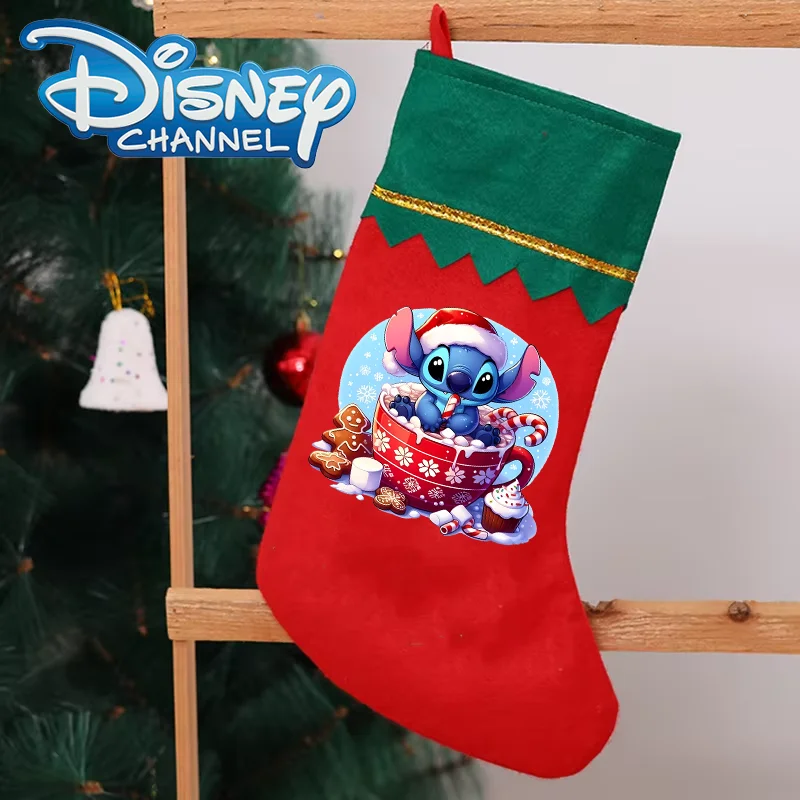 Stitch Disney Christmas Stocking Kids Anime Cute Storage Pouch Child Cartoon Gift Bag Xmas Tree Wall Decoration Sock Home Decor