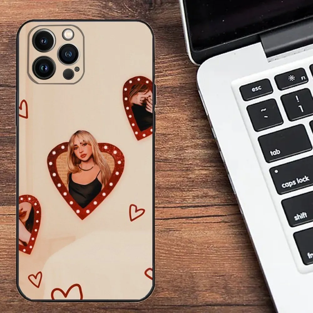 Singer Sabrina C-Carpenter Phone Case For Apple iPhone 15,14,13,12,11,XS,XR,X,8,7,Pro,Max,Plus,mini Silicone Black Cover