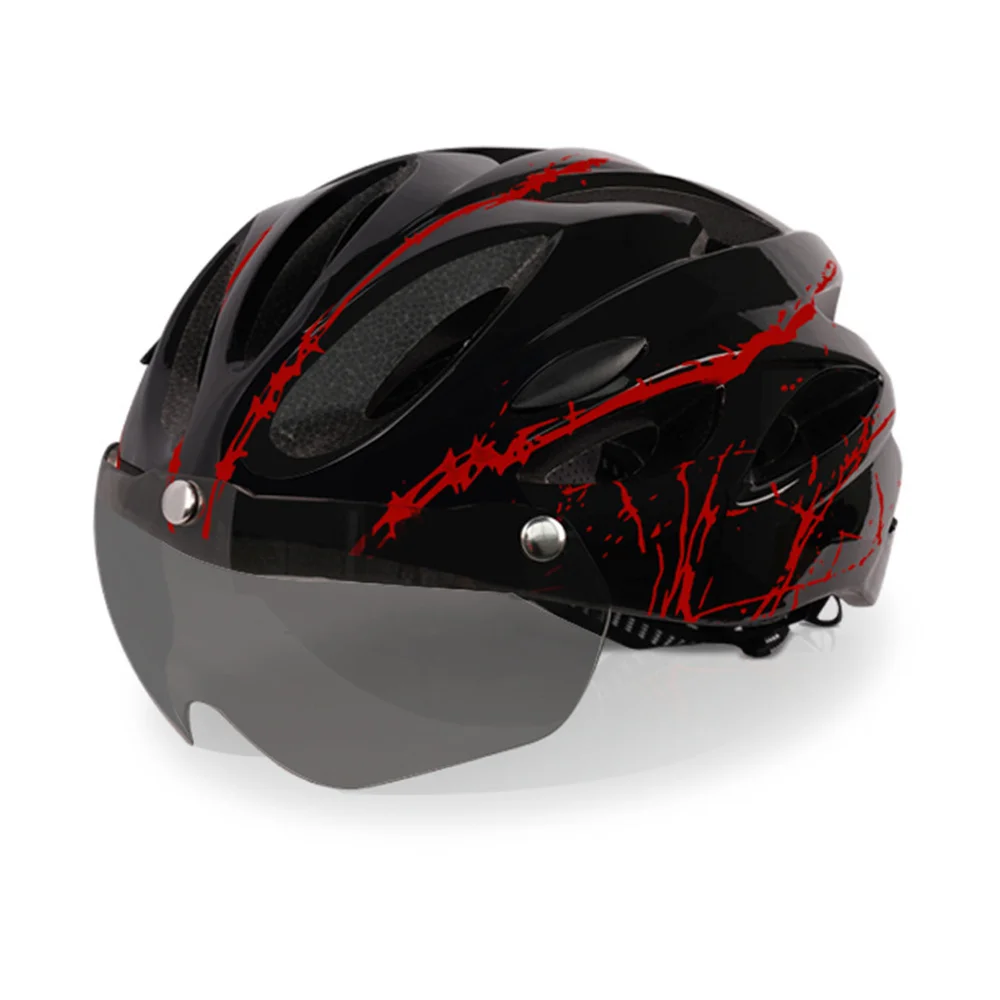 Occhiali leggeri e traspiranti Casco da bicicletta Casco da bici 4 in 1 con visiera parasole e lenti Caschi da ciclismo per adulti con commutazione gratuita