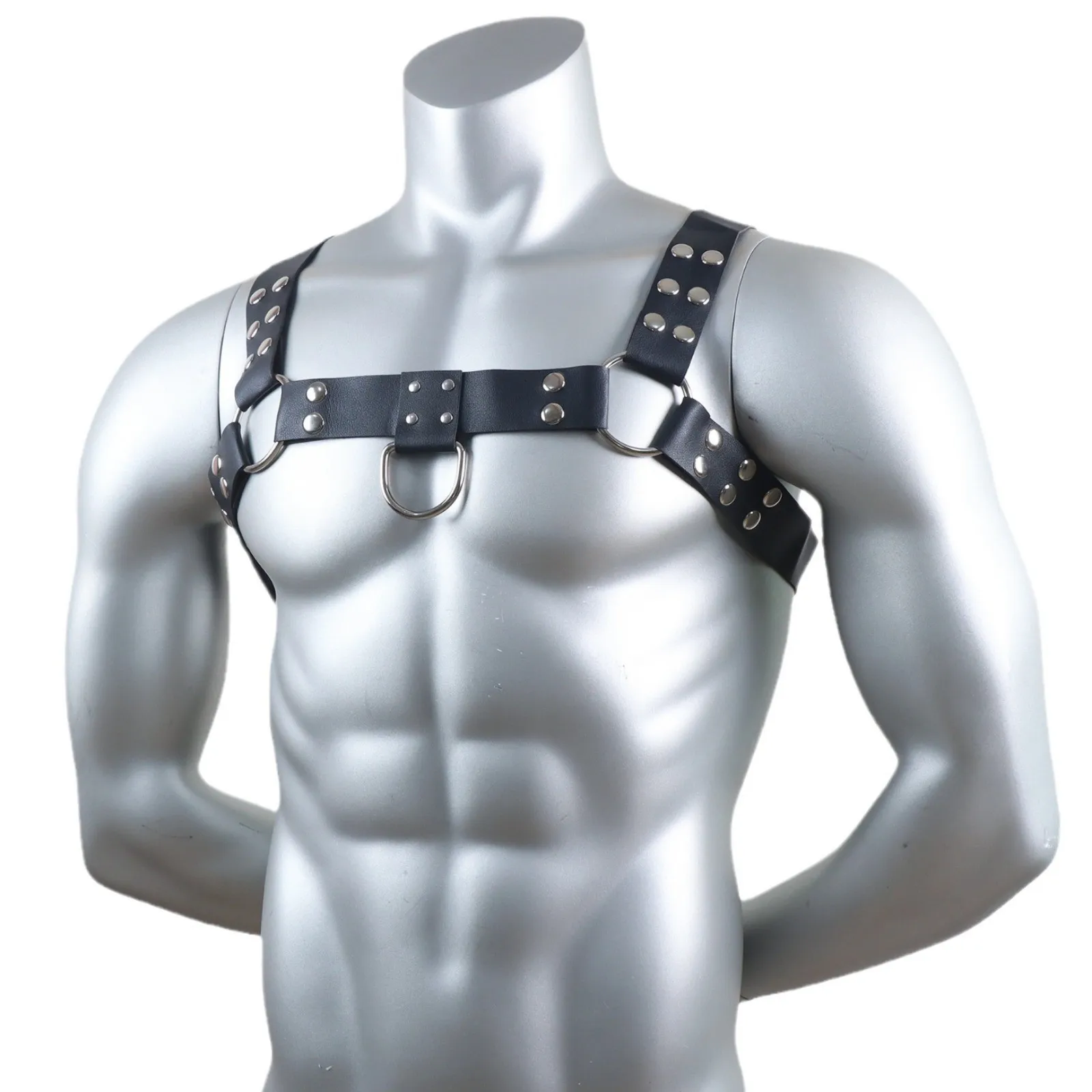 Sabuk Harness Kulit Pria dengan Gesper, Pakaian Bondage Seks, Harness Tubuh Punk Gothic, Tali Harness Seksual, Lingerie Pria